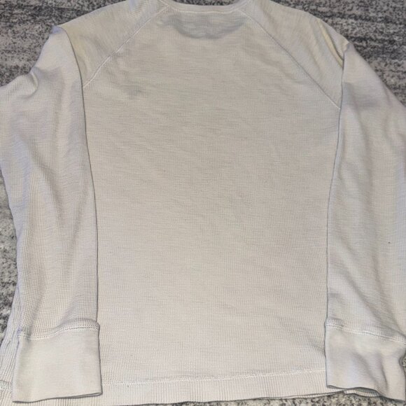 American Eagle White Waffle Knit Long Sleeve Shirt With Embroidered Logo Size M - Picture 2 of 5